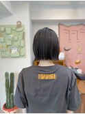 切りっぱなしボブ/外ハネボブ/透けるダークグレー　渋谷