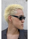 メンズカット金髪スパイキーショートメンズブリーチ熊本