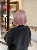 ピンクベージュ/ボブ／ハイトーン2