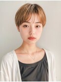 韓国マッシュショート/アプリコットオレンジ/シースルーバング