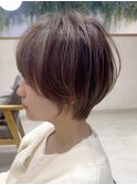 マッシュショート/ハイライト/前髪あり