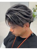 メンズブリーチカラーシルバーバレイヤージュシャドールーツ