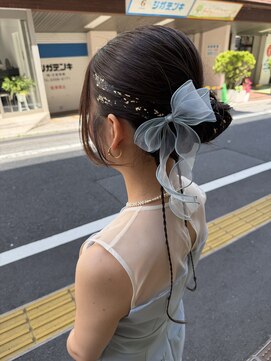 鏡と星 高田馬場 カチモリタイトシニヨン × 編みおろしアクセント