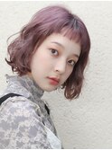 ピンクラベンダーアッシュボブ
