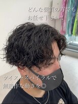 ヒビヲ(HIBIO)&nbsp;ツイストスパイラルパーマツーブロックメンズマッシュメンズヘア
