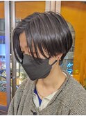 アッシュブラック/メンズライク/ヘルシースタイル/前髪パーマ