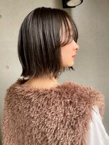 ガーデンヨコハマ(GARDEN YOKOHAMA) 切りっぱなしボブワンカール外ハネ長め前髪タッセルボブ暗髪