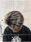 欧風メンズバレイヤージュ×センターパート心斎橋外国人風毛流れ