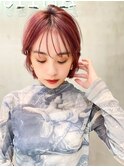 Aimee 町田　チェリーピンク×レイヤーボブ