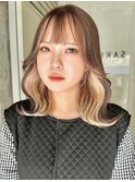 フェイスフレーミング×グレーベージュ　小顔くびレイヤー