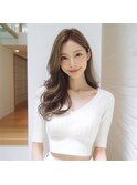 ★ブリーチなし小顔ロングレイヤーカットハッシュカットベージュ
