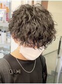 大分強めツイストスパイラルパーマメンズカット刈り上げマッシュ