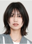 レイヤーカットレディースレイヤー顔周りレイヤーブラウンカラー