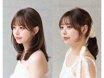 オーブ ヘアー ライカ 福島2号店(AUBE HAIR raika)の写真/前髪・顔まわりカットで小顔見えサイドバングに＊