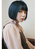 レトロ感♪クラシカルなネイビーボブ☆#内巻きワンカール