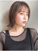 顔周りレイヤーカットグレージュカラーくびれボブショートカット