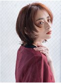 こなれモードなバーガンディーレッドカラーマッシュウルフ