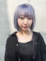 ラニヘアサロン(lani hair salon)&nbsp;ペールブルー＆シルバー/ブロックカラー/デザイン【大名/天神】