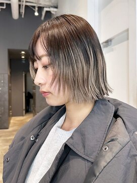 アルバム 銀座(ALBUM GINZA) ミディアム外ハネボブ顔周りレイヤー美髪ボブ_ba545161