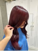 ブリーチなしWカラーで叶えるカシスレッドカラー