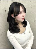 トレンドミディアムレイヤー＆透明感ダークグレージュ