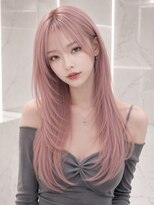 ランテルディ 渋谷(LANTERDIT)&nbsp;韓国風パーマ薄め前髪韓国レイヤーバタフライカットグレージュ☆