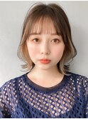 ショコラベージュ ボブルフ  ベビーバング カール くびれヘア