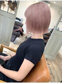 パツッとボブ×ピンクベージュ