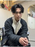 ハイライトマッシュパーマウルフアッシュブラック