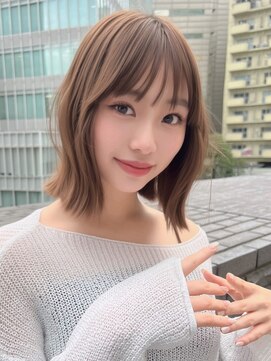 ユーフォリア 銀座本店(Euphoria) 外ハネミディ　くびれミディ　ベージュカラー　艶髪