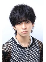 ネイビー(NAVY)&nbsp;シースルーマッシュウルフ フェザー束感