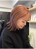 ブリーチ2回ベースのコーラルピンク