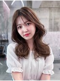 メルティカラー似合わせカットフェミニンロング韓国レイヤー