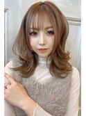 ≪chan.≫チョコレートブラウン斜めバンクグレージュカラー