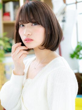 カバーヘア イヴ 戸頭店(COVER HAIR EVE) ツヤ髪ビターショコラ小顔前下がりミニボブ戸頭c620代30代40代