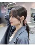 □ 韓国大宮顔周りレイヤーカットハッシュカット透明感カラー
