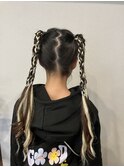 エクステ編み込みツインアレンジ