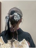 成人式ヘアセットアップスタイル編み込みヘアアレンジ