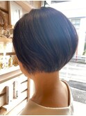 大人ノーブルまるみショートボブ黒髪暗髪30代40代50代オフィス