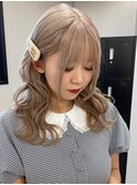 4736グレーベージュシルキーベージュ艶髪韓国ヘアレイヤーロング