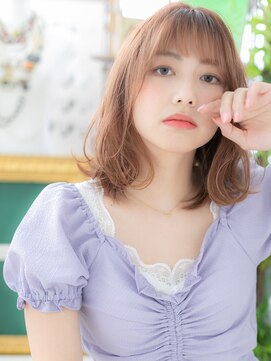 カバーヘア ブリス 大宮西口(COVER HAIR bliss) 韓国風ミルクティーピンクシースルーバングc5大宮20代30代40代