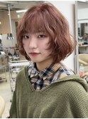 オレンジベージュ/ボブウルフ/顔まわりカット/千葉駅◎RYO