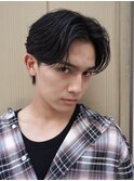 メンズセンターパートウルフセンターパートニュアンスパーマ襟足