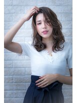 ヘアーアートシフォン 池袋西口店(Hair art chiffon)&nbsp;厚めバングクラシカルワンレンフェザーロングセンターパート