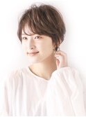 ひし形シルエットのショートパーマ/オリーブグレージュ/40代