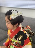 七五三　結婚式パーティーゆるふわ編み込みシニヨン大人美人