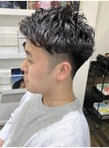 men'shair/刈り上げ/黒髪/ツーブロック/アップバング