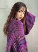Rumor×暗髪ハイライトグラデーションカラー・ルビーグレージュ