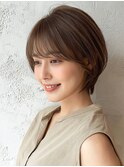 ショート ひし形ショート ベージュ 白髪染め 透明感カラー 40代