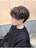 刈り上げセンターパートシャドウパーマフェザーパーマ